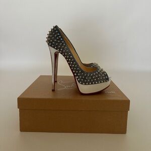 Christian Louboutin Lady Peep Spikes Jean/Patent Leather 150MM